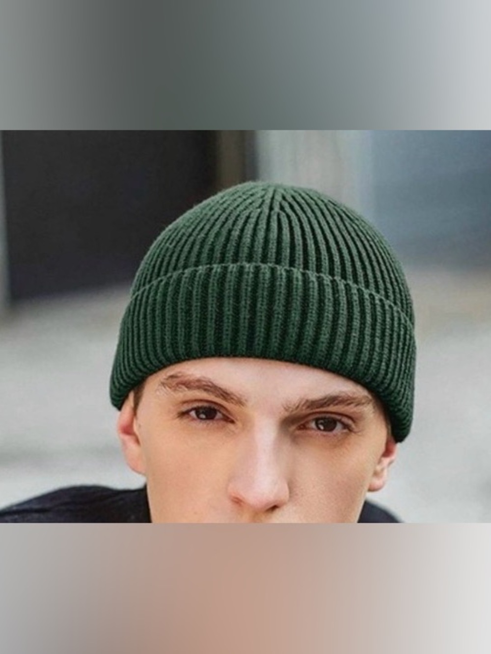 Men's Ribbed Knit Beanie Hat - Dark Green